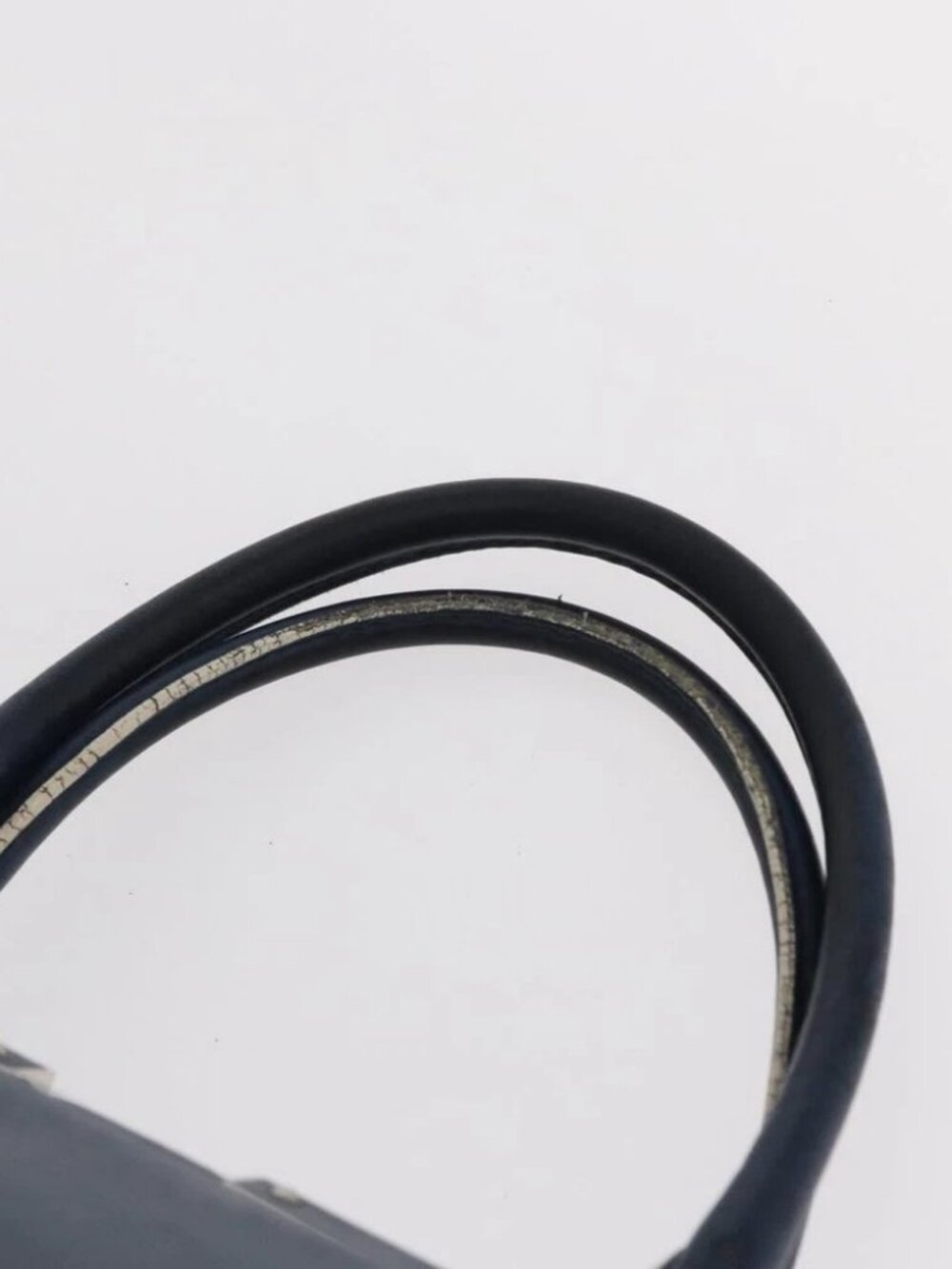 FENDI Trois Jules Hand Bag Leather Navy Silver Auth - Picture 7 of 16